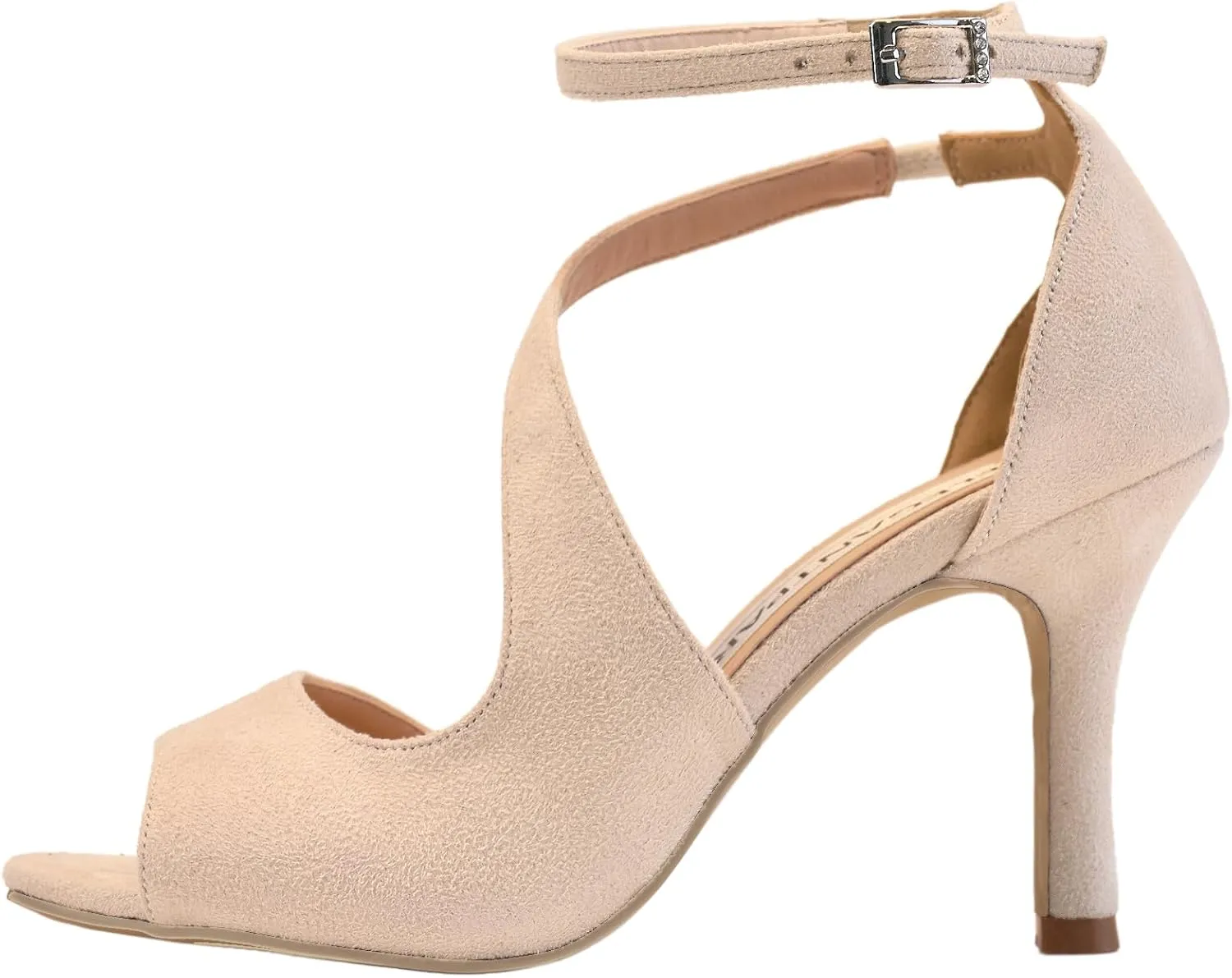 ELEGANTPARK Sandals for Women Peep Toe High Heels Cross Strappy Wedding Evening Dress Shoes Buckle Stain