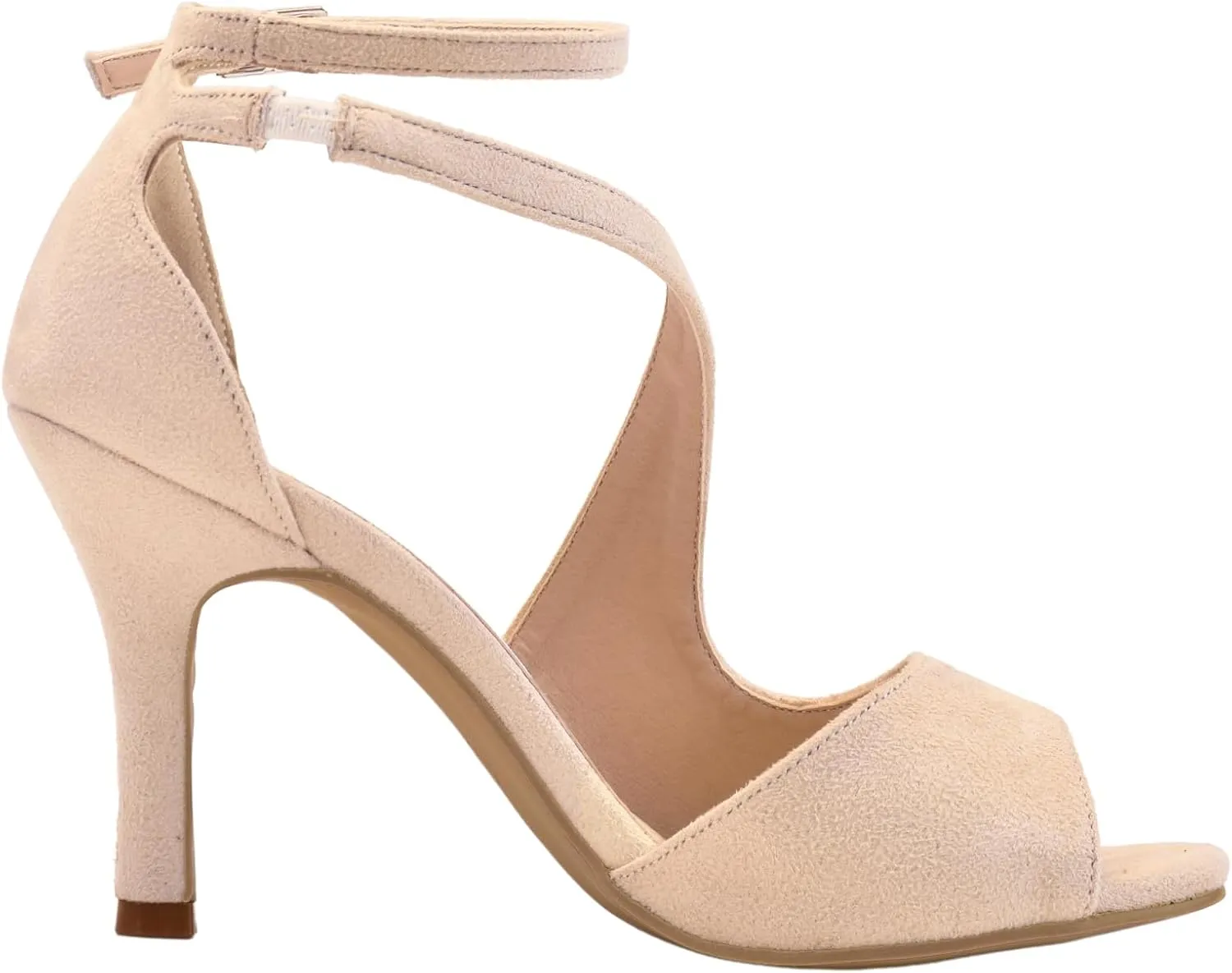 ELEGANTPARK Sandals for Women Peep Toe High Heels Cross Strappy Wedding Evening Dress Shoes Buckle Stain