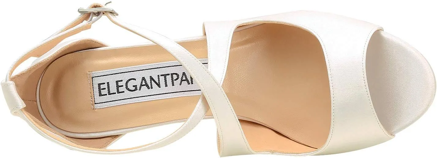 ELEGANTPARK Sandals for Women Peep Toe High Heels Cross Strappy Wedding Evening Dress Shoes Buckle Stain