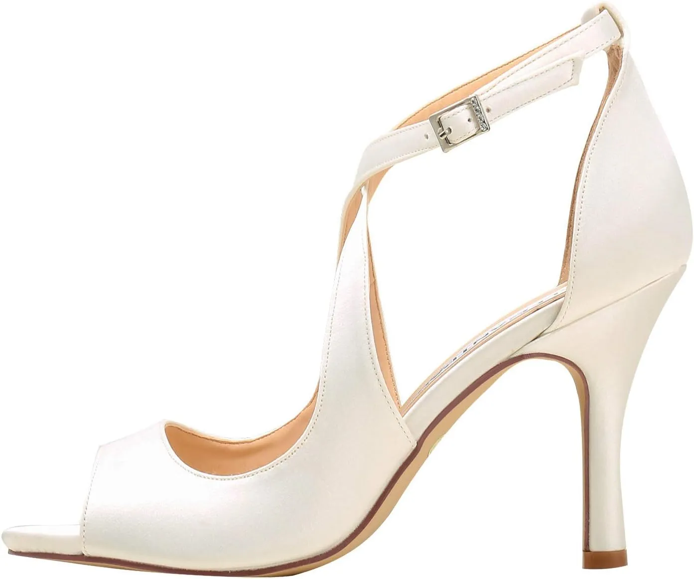 ELEGANTPARK Sandals for Women Peep Toe High Heels Cross Strappy Wedding Evening Dress Shoes Buckle Stain