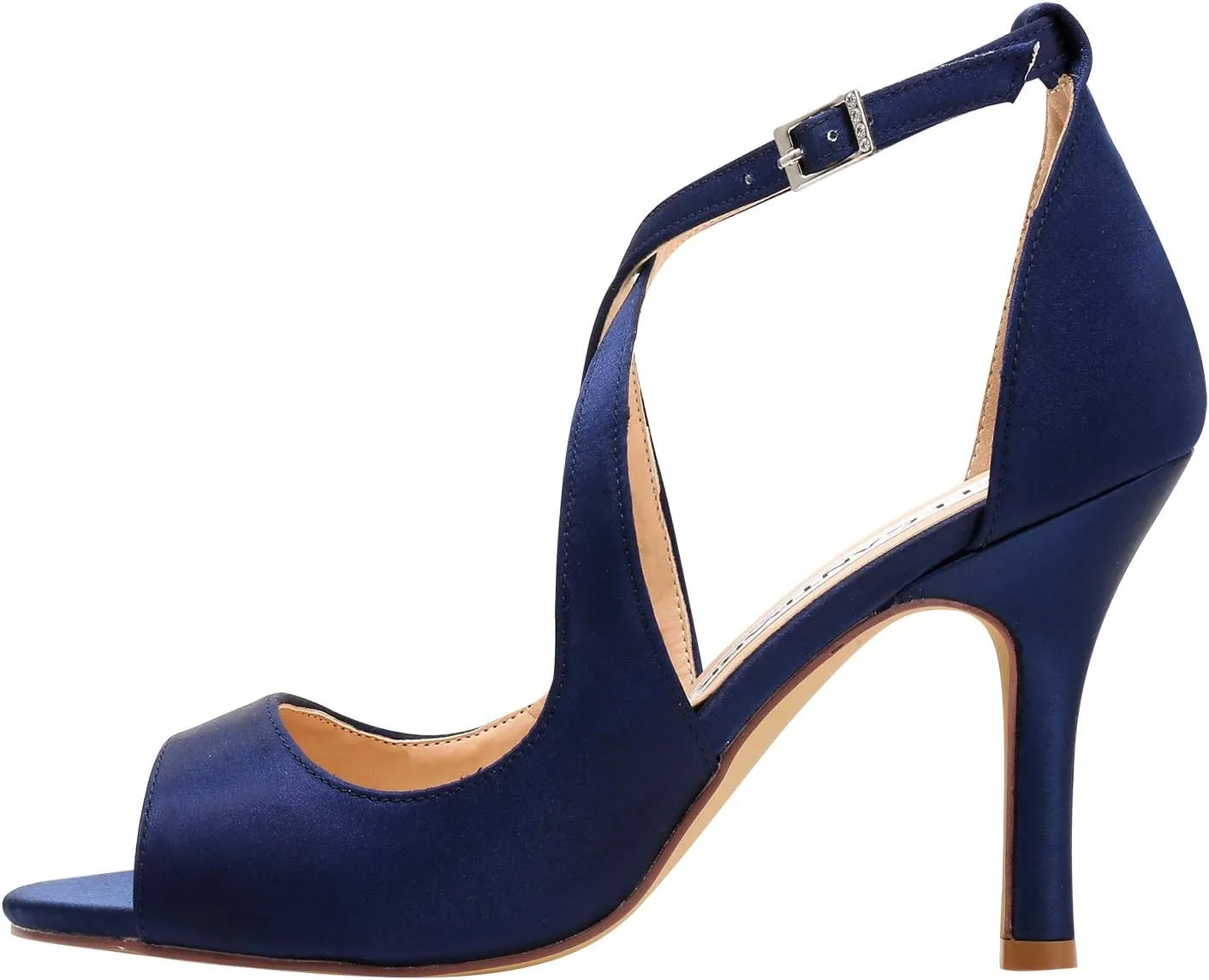 ELEGANTPARK Sandals for Women Peep Toe High Heels Cross Strappy Wedding Evening Dress Shoes Buckle Stain
