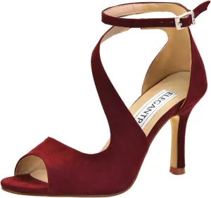 ELEGANTPARK Sandals for Women Peep Toe High Heels Cross Strappy Wedding Evening Dress Shoes Buckle Stain