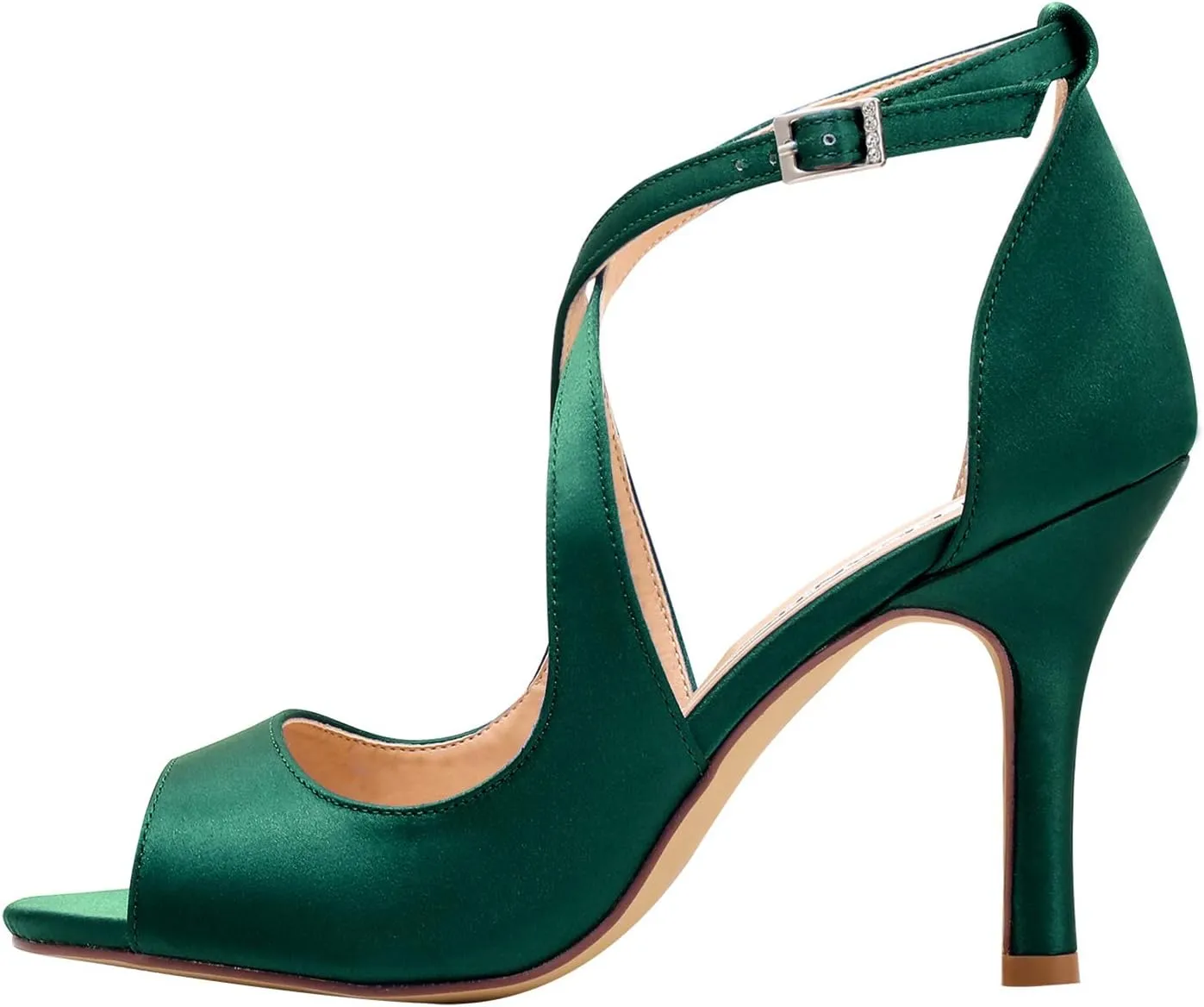 ELEGANTPARK Sandals for Women Peep Toe High Heels Cross Strappy Wedding Evening Dress Shoes Buckle Stain