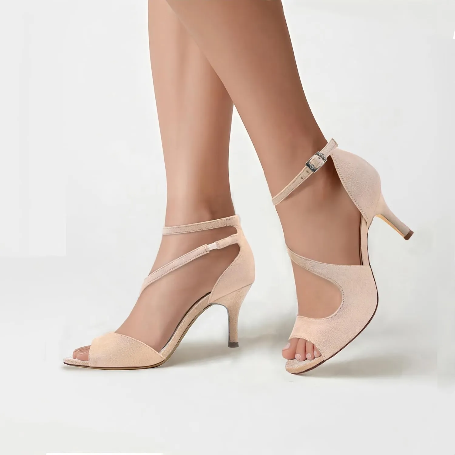 ELEGANTPARK Sandals for Women Peep Toe High Heels Cross Strappy Wedding Evening Dress Shoes Buckle Stain