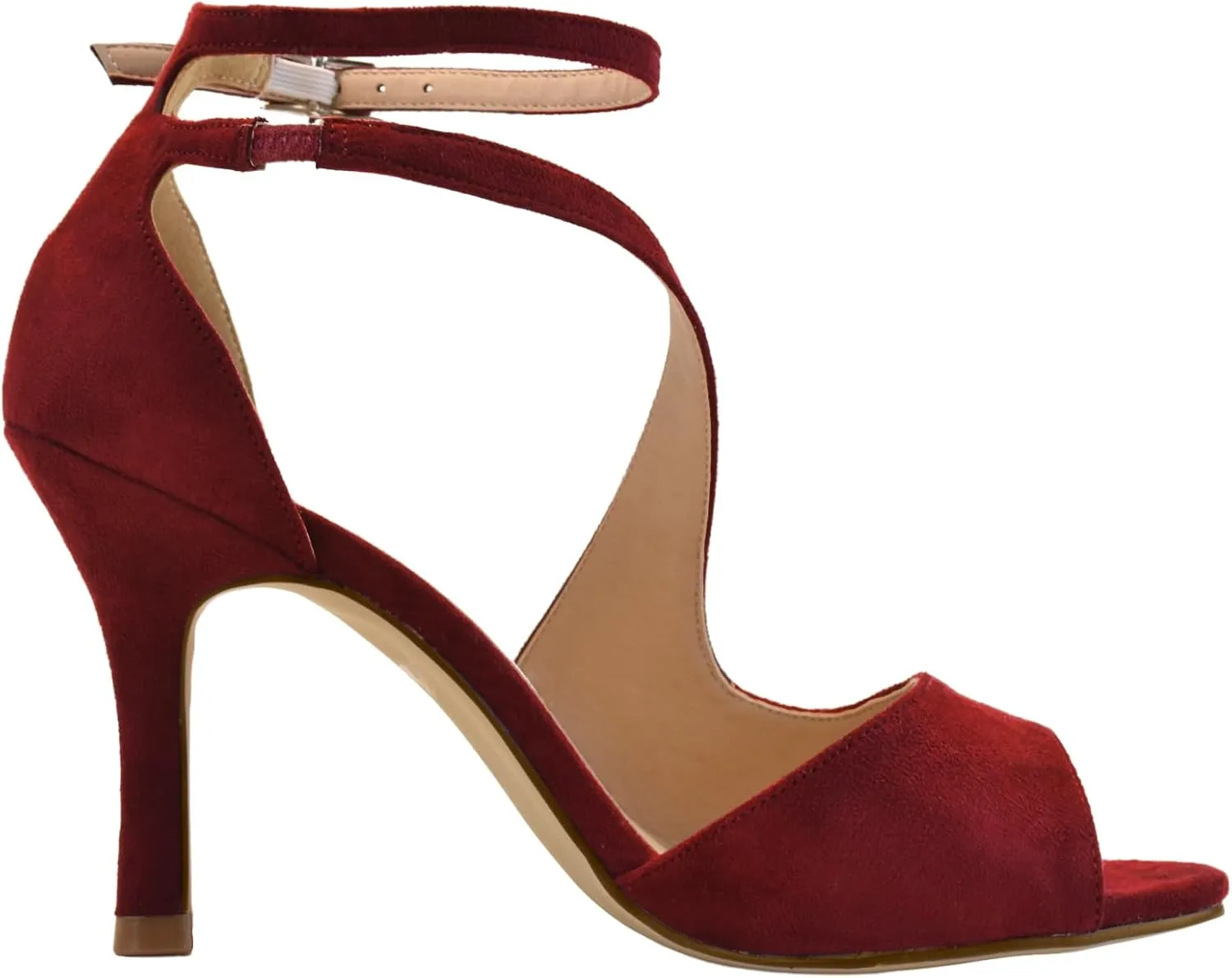 ELEGANTPARK Sandals for Women Peep Toe High Heels Cross Strappy Wedding Evening Dress Shoes Buckle Stain