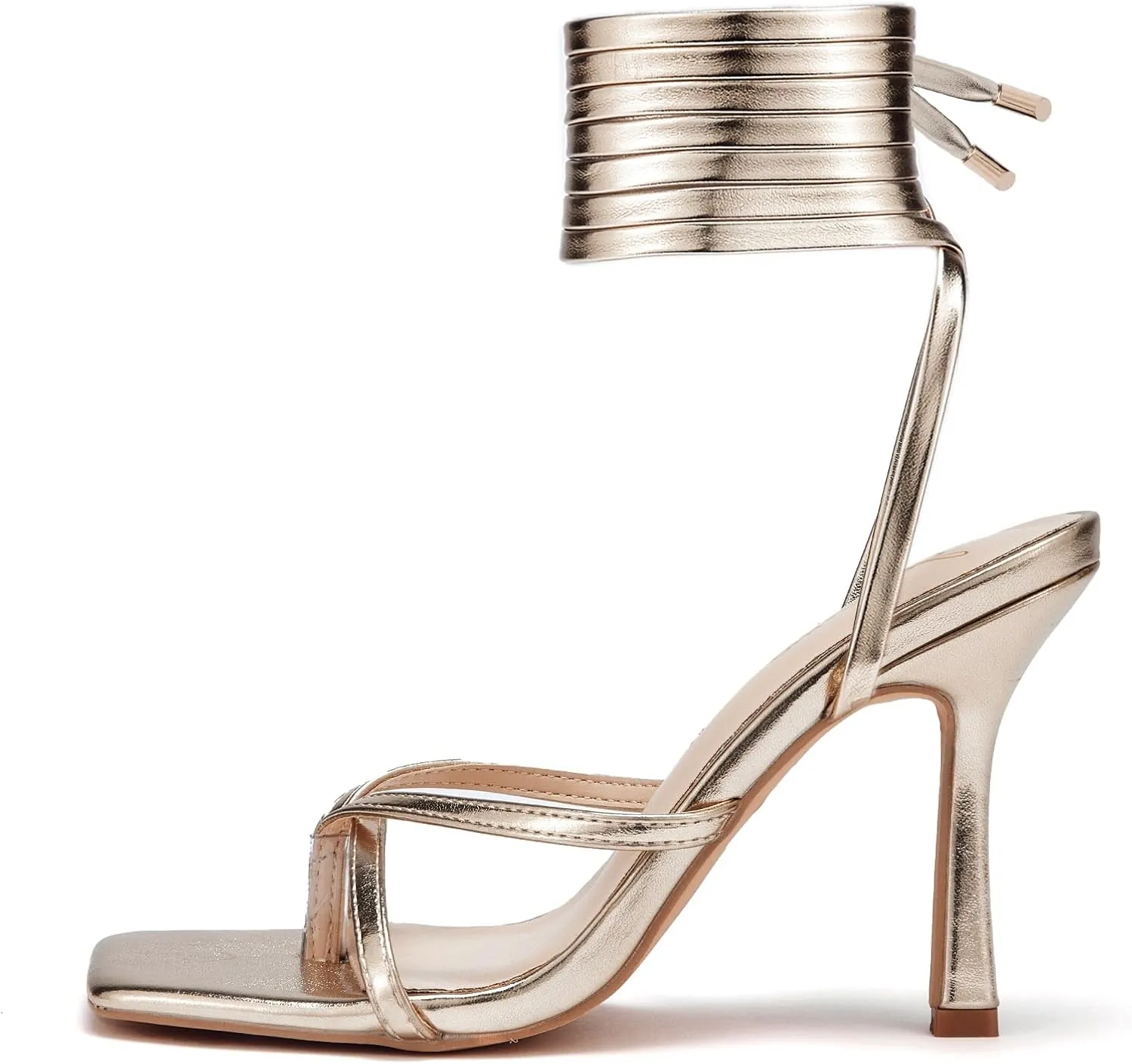 Elisabet Tang Women Sexy Strappy Heeled Sandals,4 inch/10cm Lace Up Square Open Toe Heels Stiletto Thong Sandal Criss-Cross Gladiator High Heel Sandals Shoes