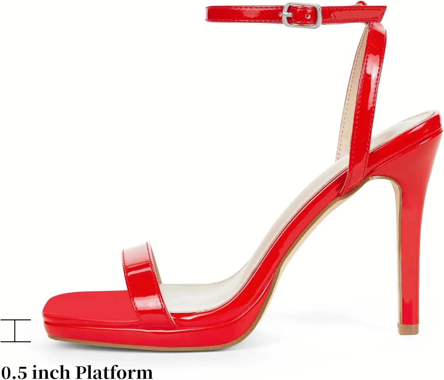 Elisabet Tang Women’s Stilettos Heeled Sandals Open Square Toe Heels,4.3 Inch Open Toe Strappy Sexy High Heels Ankle Strap Buckle Heels for Party Wedding Dress Daily Wear Shoes