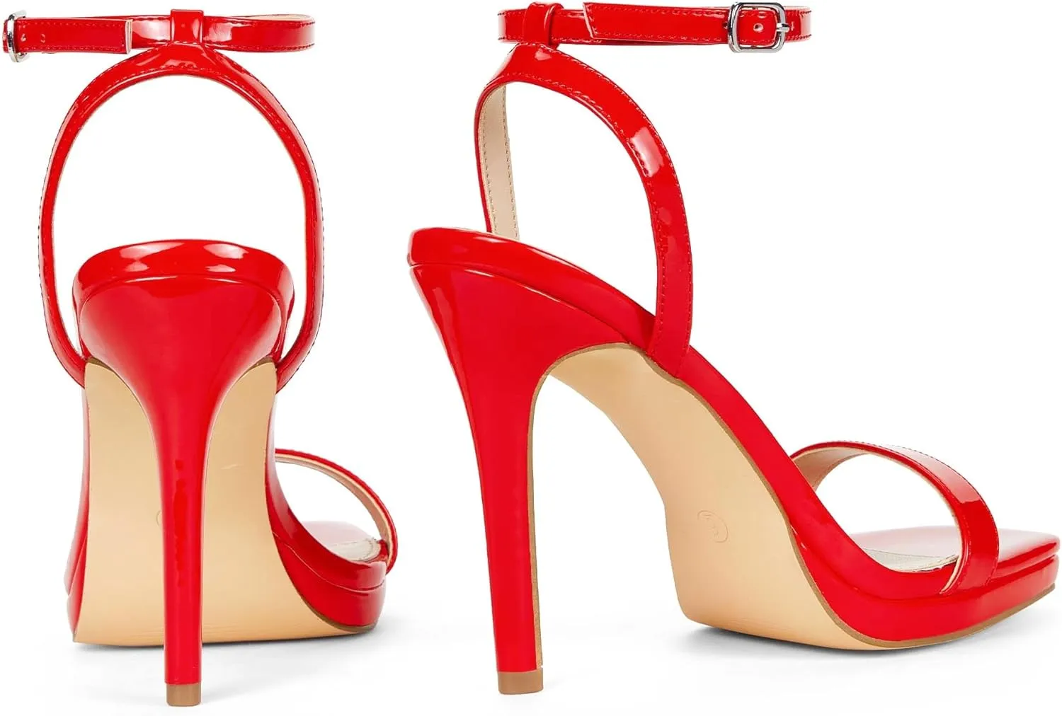 Elisabet Tang Women’s Stilettos Heeled Sandals Open Square Toe Heels,4.3 Inch Open Toe Strappy Sexy High Heels Ankle Strap Buckle Heels for Party Wedding Dress Daily Wear Shoes
