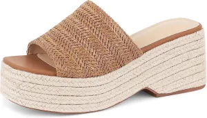 Erocalli Women's Espadrilles Platform Sandals Wedges Slides Sandals Open Toe Fashion Summer Outdoor Beach Sandals