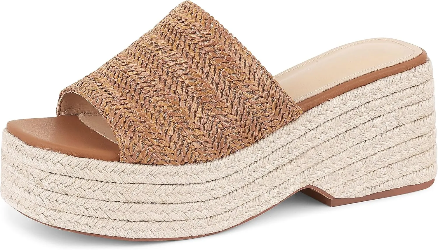 Erocalli Women's Espadrilles Platform Sandals Wedges Slides Sandals Open Toe Fashion Summer Outdoor Beach Sandals
