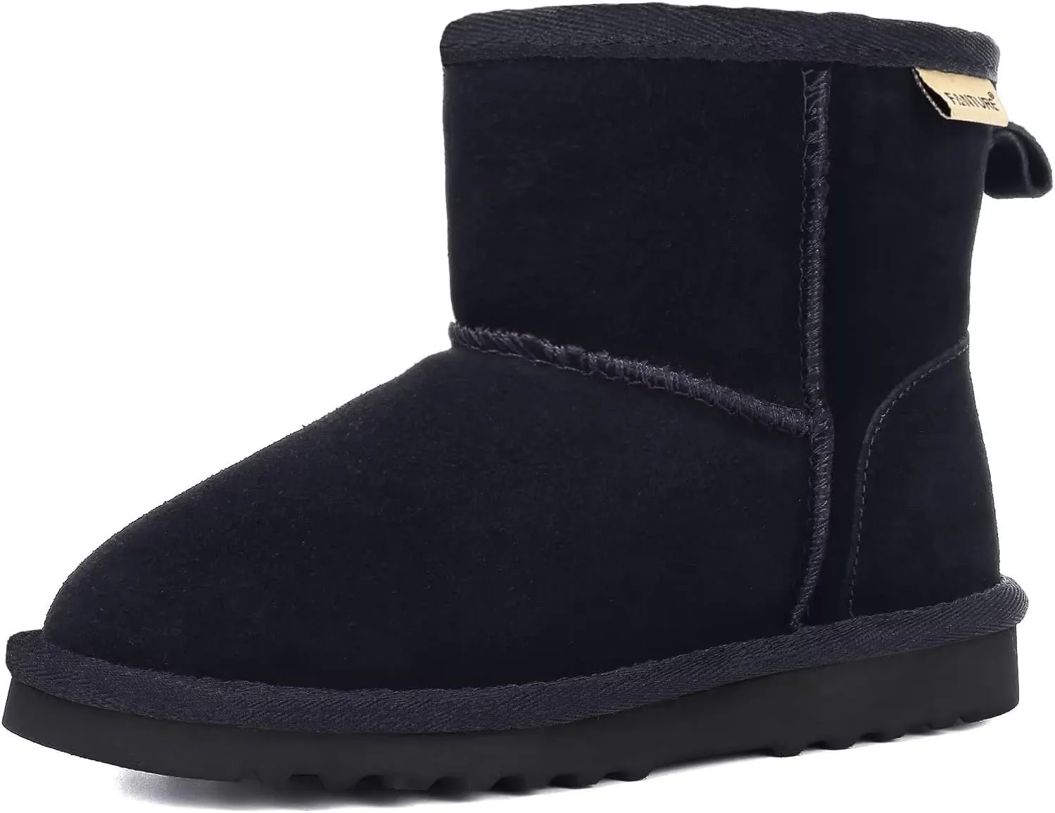 FANTURE Kids Snow Boots Boys Girls Winter Boots Cow Suede Warm Faux Fur Lined Durable Shoes(Little Kid/Big Kid)