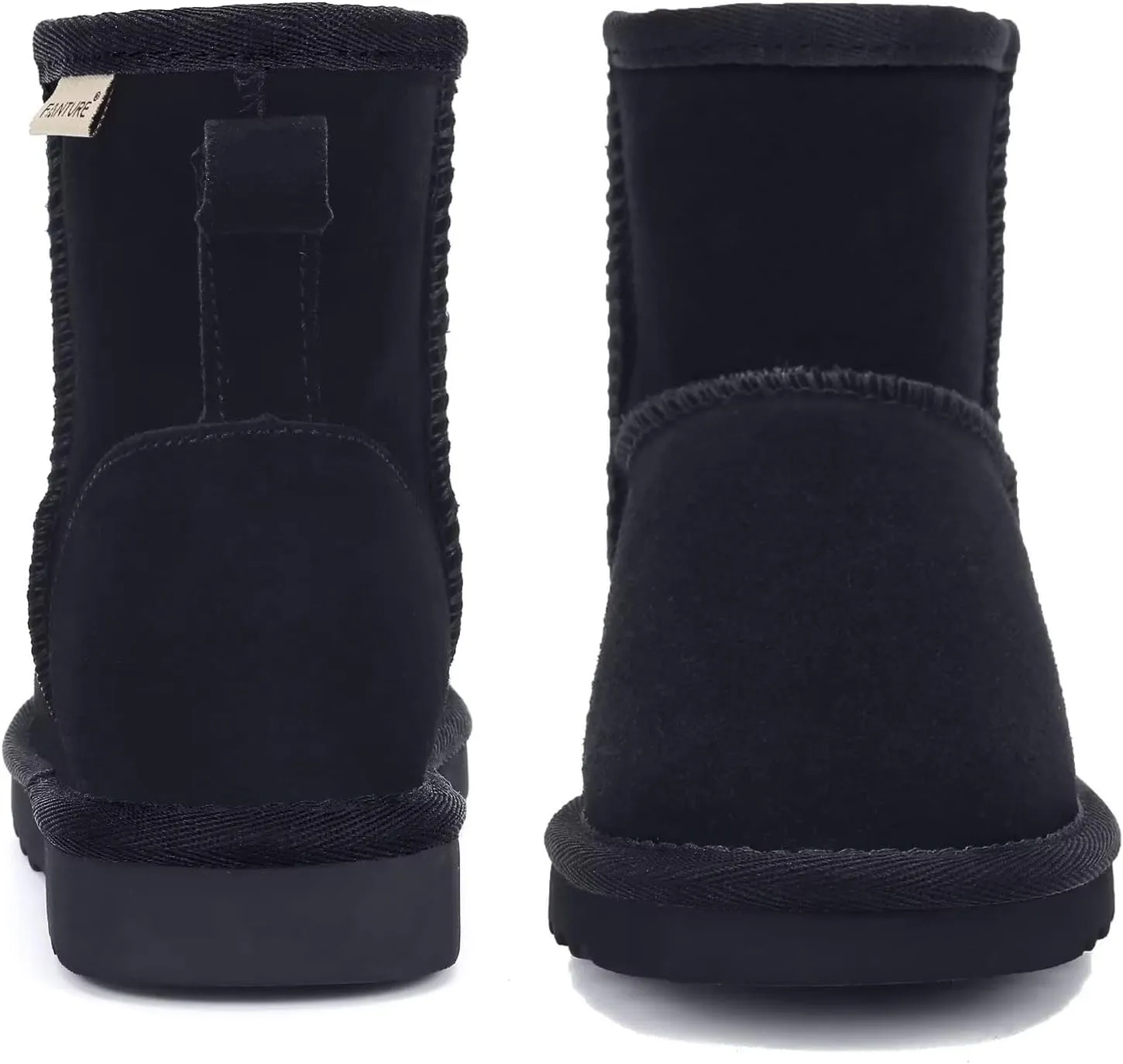 FANTURE Kids Snow Boots Boys Girls Winter Boots Cow Suede Warm Faux Fur Lined Durable Shoes(Little Kid/Big Kid)
