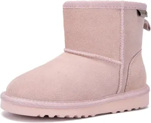 FANTURE Kids Snow Boots Boys Girls Winter Boots Cow Suede Warm Faux Fur Lined Durable Shoes(Little Kid/Big Kid)