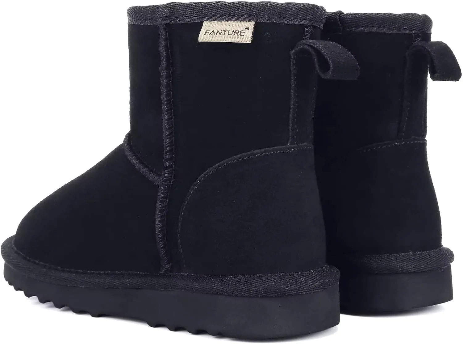 FANTURE Kids Snow Boots Boys Girls Winter Boots Cow Suede Warm Faux Fur Lined Durable Shoes(Little Kid/Big Kid)