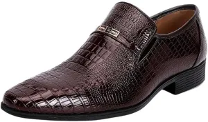 Fashion Pointed Toe Dress Shoes for Men Luxury Crocodile Formal Footwear Man Loafers Slip On Wedding Shoe
