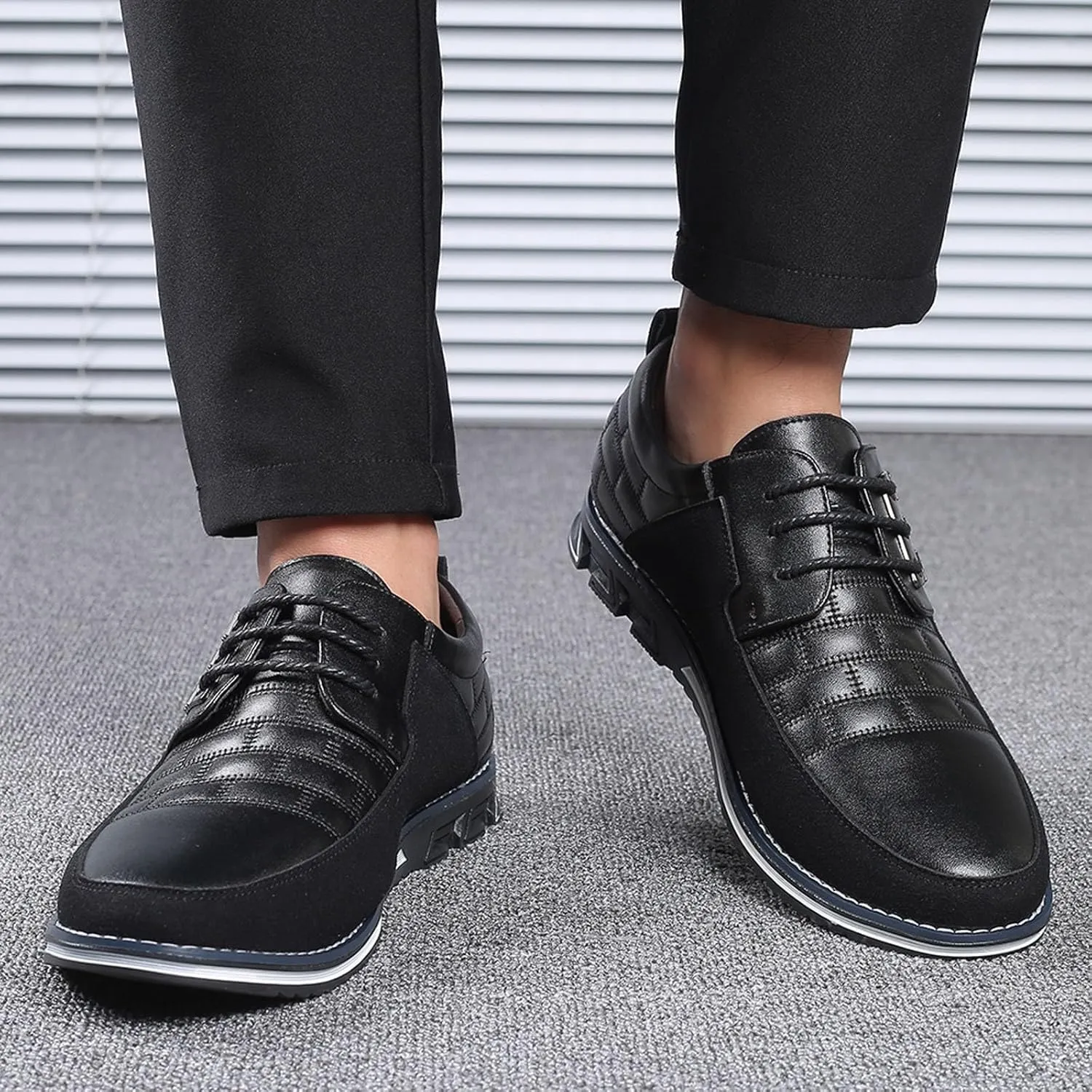 Fashion Style Men's Breathable Comfortable Business Lace Up Leisure Solid Color Leather Shoes All Shoes for Men