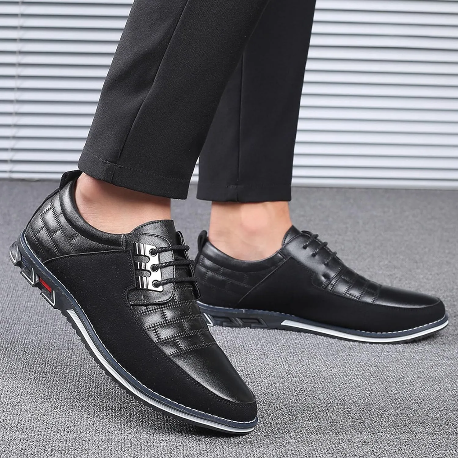 Fashion Style Men's Breathable Comfortable Business Lace Up Leisure Solid Color Leather Shoes All Shoes for Men