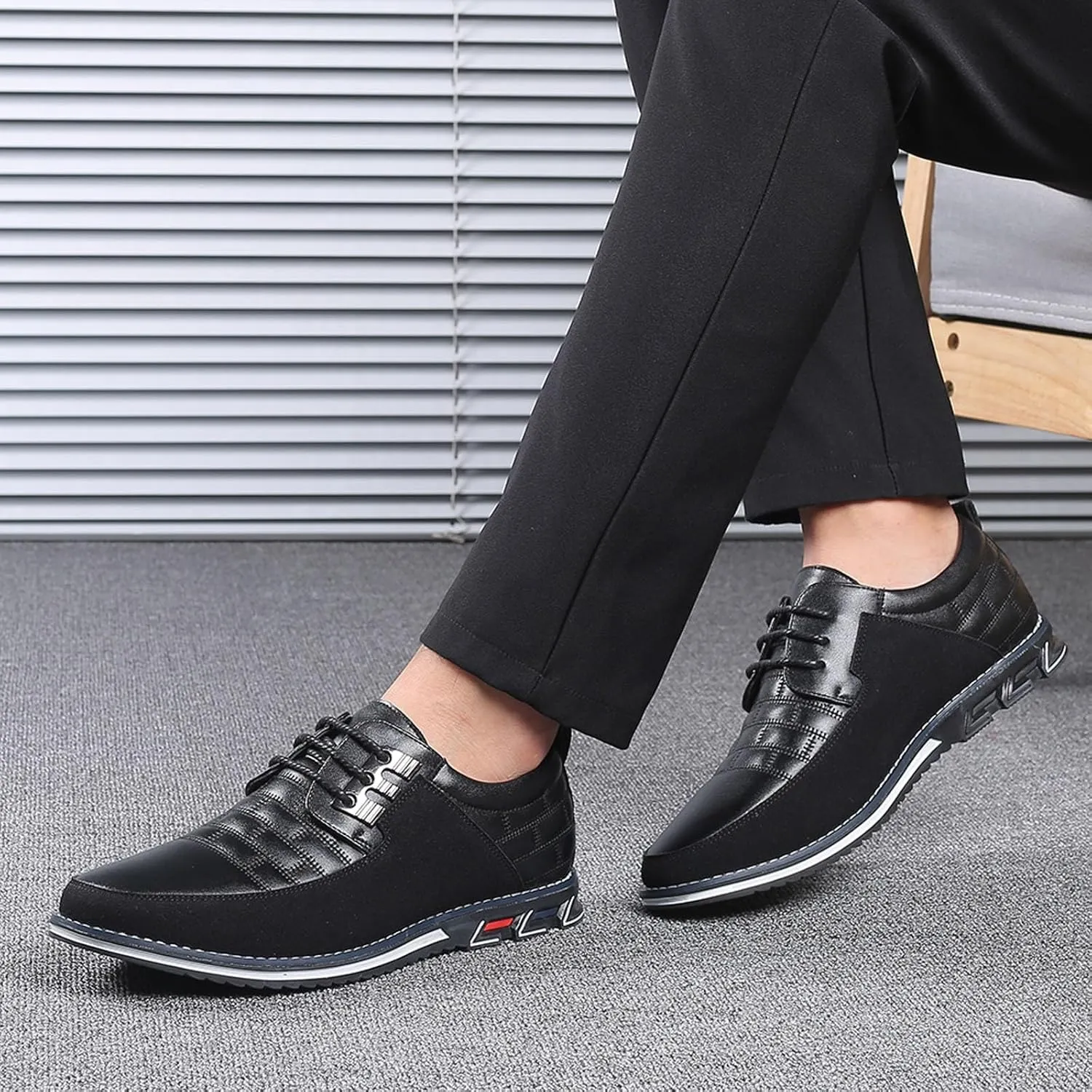 Fashion Style Men's Breathable Comfortable Business Lace Up Leisure Solid Color Leather Shoes All Shoes for Men