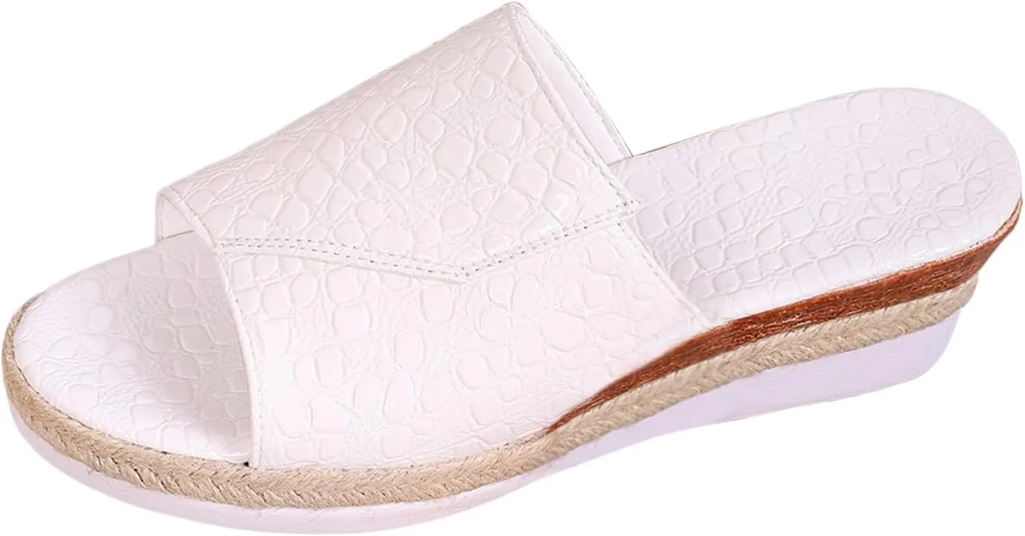 Fashion Wedge Sandals for Women Snakeskin Large Size Slippers Arch Support Slip On Sandals Women Clear Flat Sandals