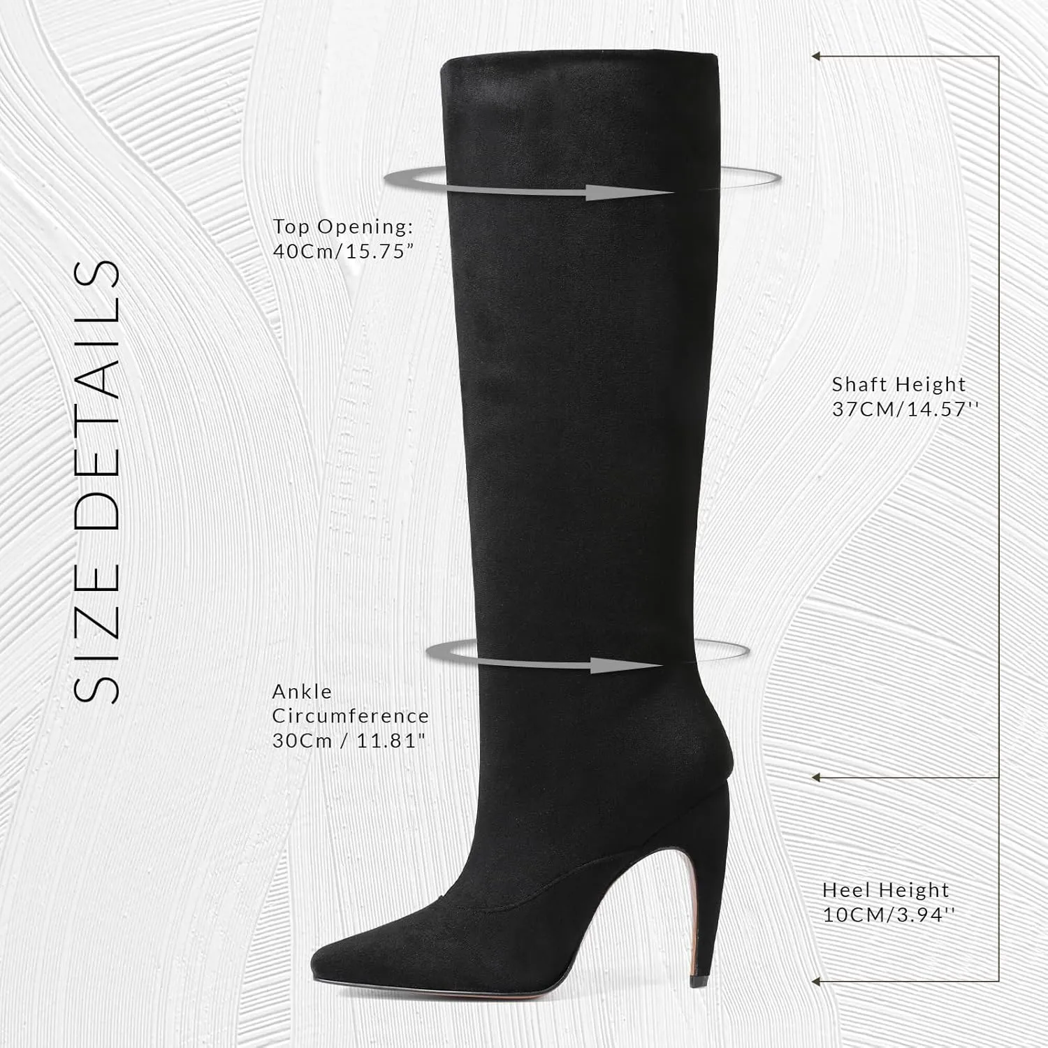 femflame Knee High Boots for Women Wide Calf Long Boots Suede Square Toe Pull On Stiletto Heel Tall Boots