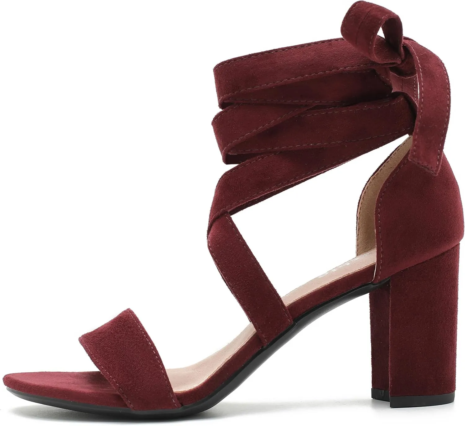 fereshte Women's Strappy Heels Lace Up Heels 3 Inch Chunky Block High Heel Dress Sandals
