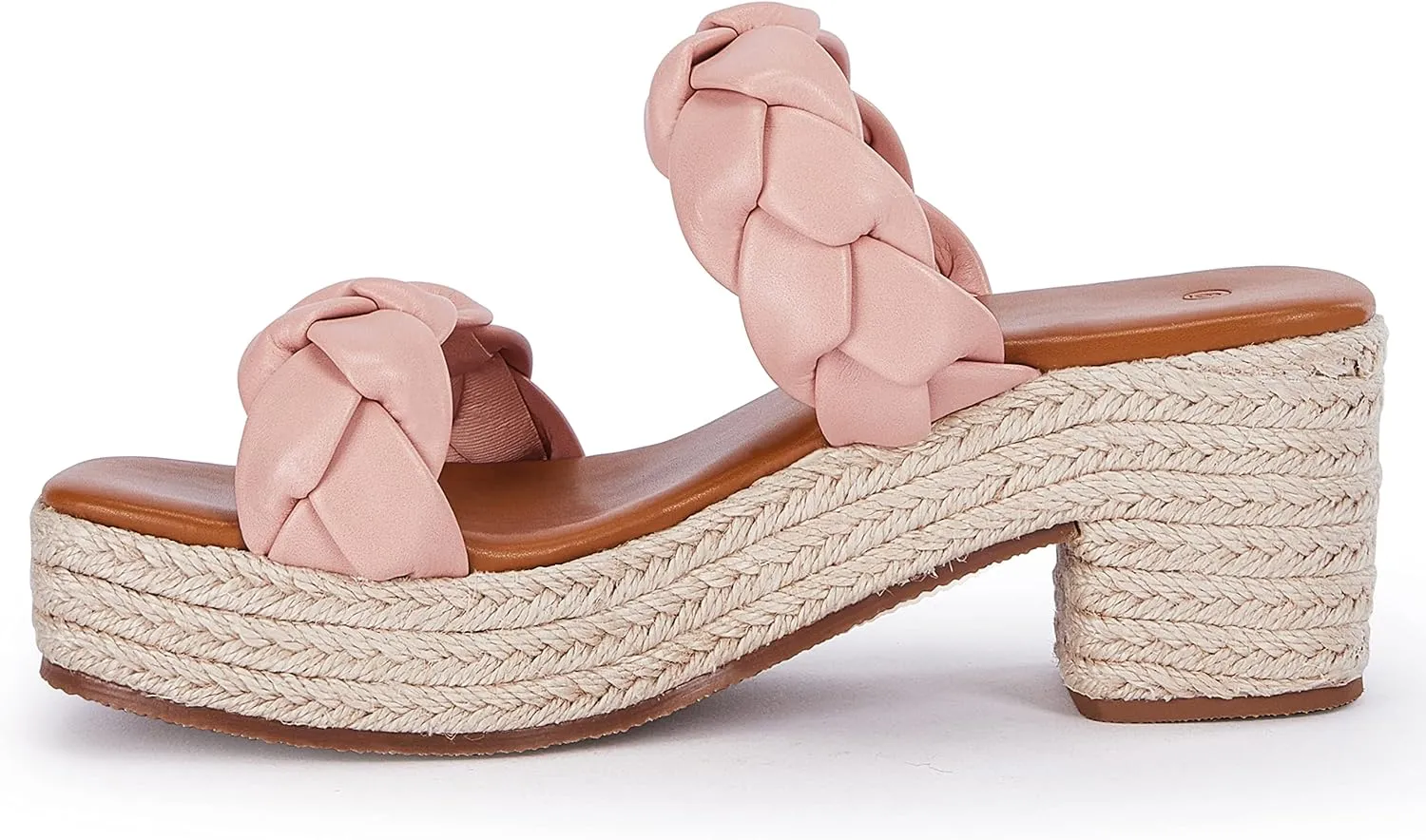 FISACE Womens Summer Espadrilles Platform Wedge Sandals Braided Open Toe Slip On Slide Sandals
