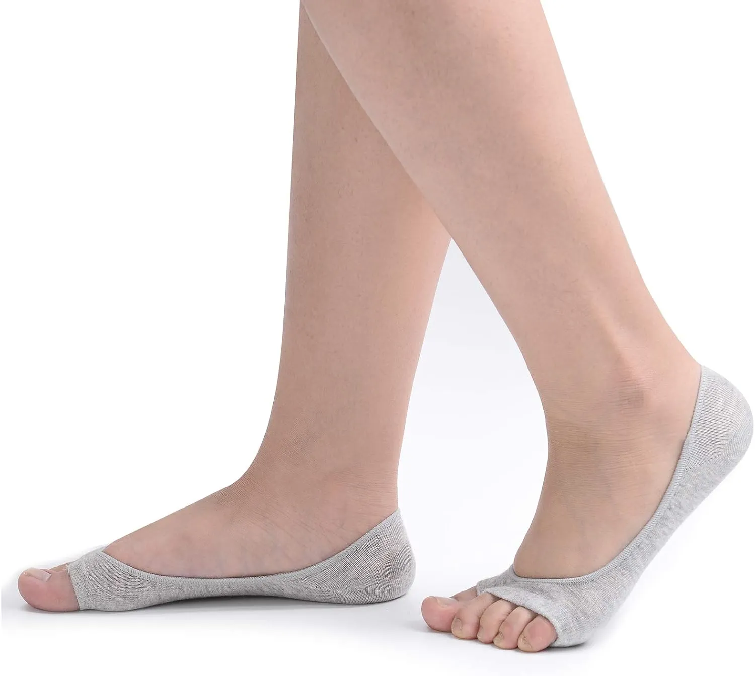 Flammi 3/6 Pairs Women Peep Toe Liner Socks No Show with Nonslip Heel Grip