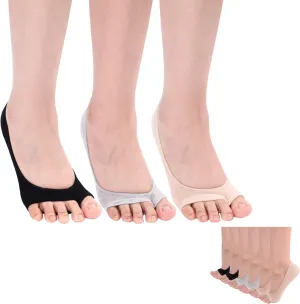 Flammi 3/6 Pairs Women Peep Toe Liner Socks No Show with Nonslip Heel Grip