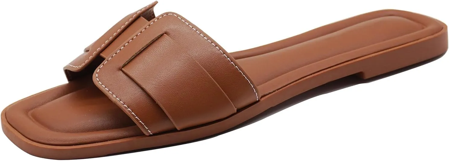 Flat Womens Sandals Flat Slide Sandals Women Black Brown White Sandals Size 6-11