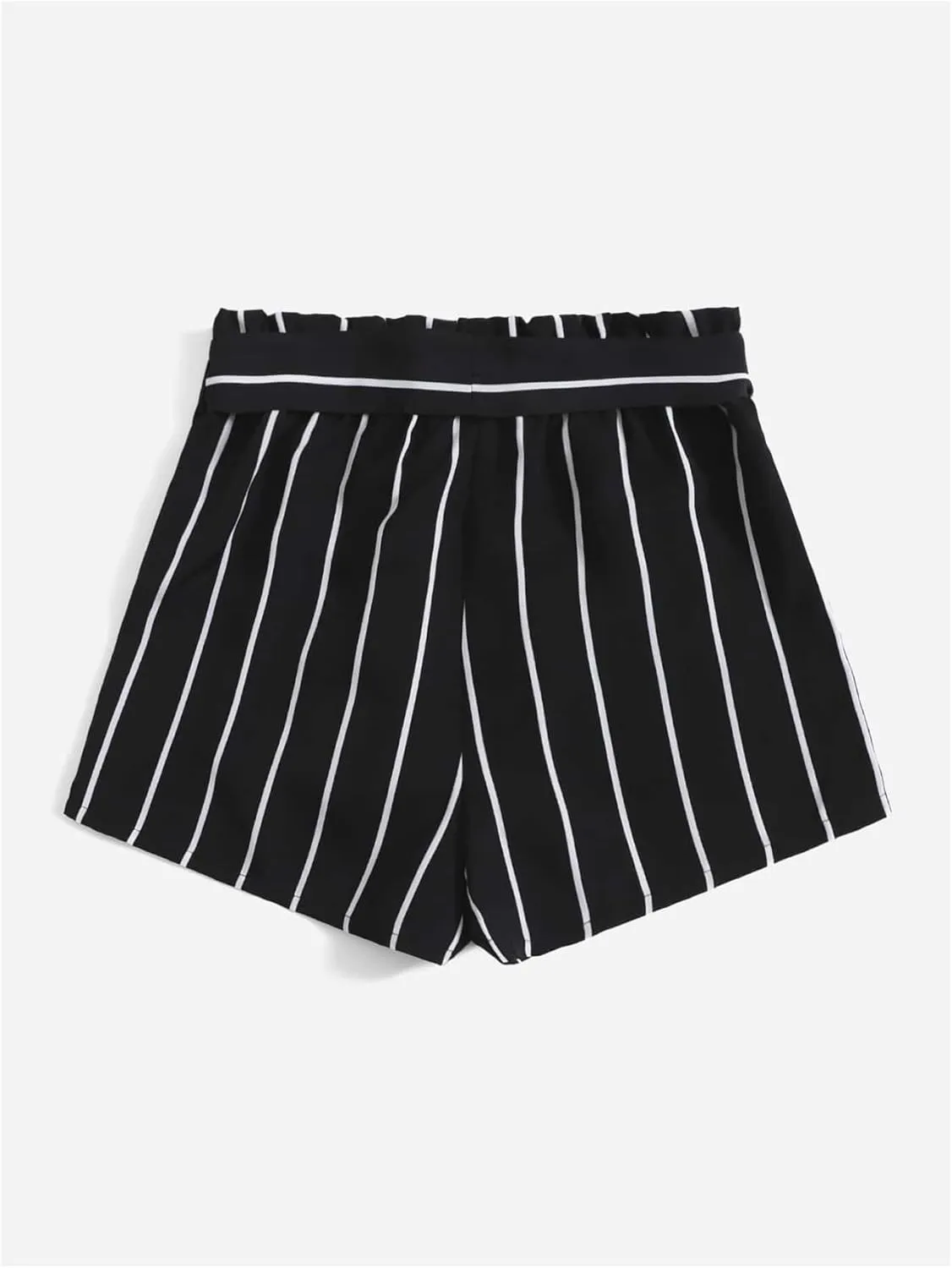 Floerns Women's Striped Elastic High Waist Shorts Casual Wide Leg Short Pants with Belted