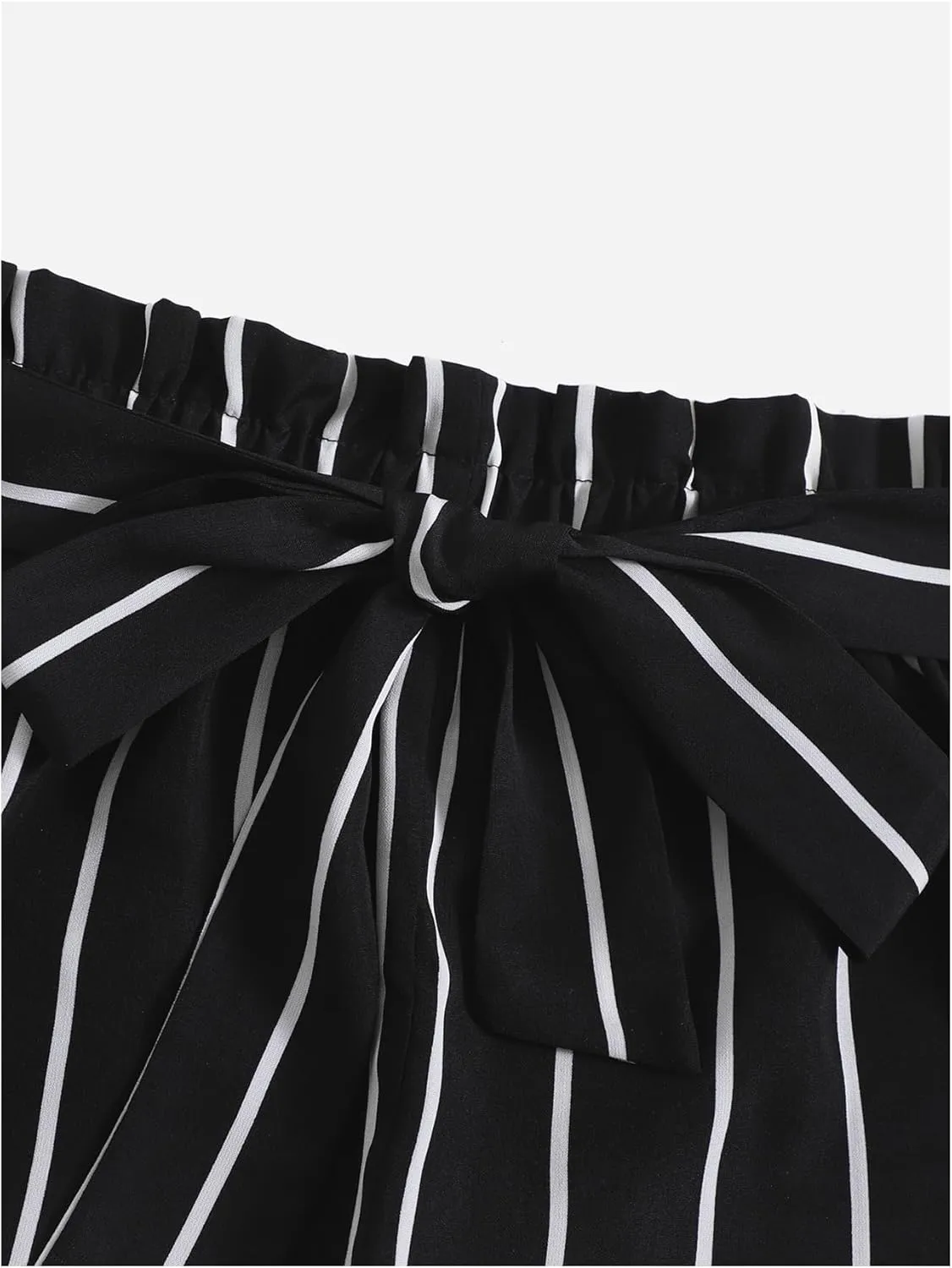 Floerns Women's Striped Elastic High Waist Shorts Casual Wide Leg Short Pants with Belted