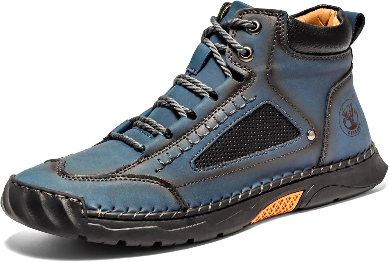 FLYLAND Men's Casual Leather Fashion Sneakers Ankle Chukka Boots Handmade Lightweight Loafers Mid-top Dress Boots Walking Driving Shoes