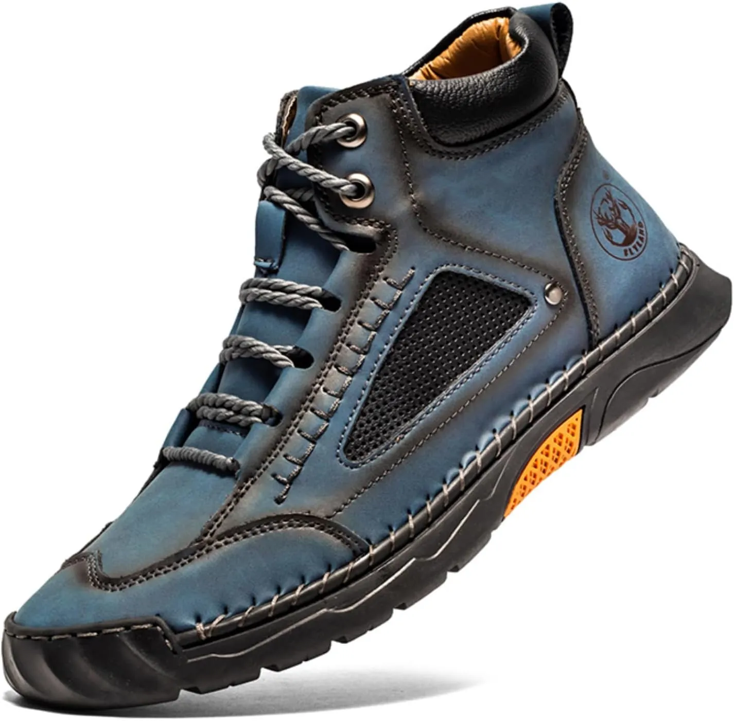 FLYLAND Men's Casual Leather Fashion Sneakers Ankle Chukka Boots Handmade Lightweight Loafers Mid-top Dress Boots Walking Driving Shoes