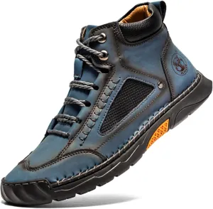 FLYLAND Men's Casual Leather Fashion Sneakers Ankle Chukka Boots Handmade Lightweight Loafers Mid-top Dress Boots Walking Driving Shoes