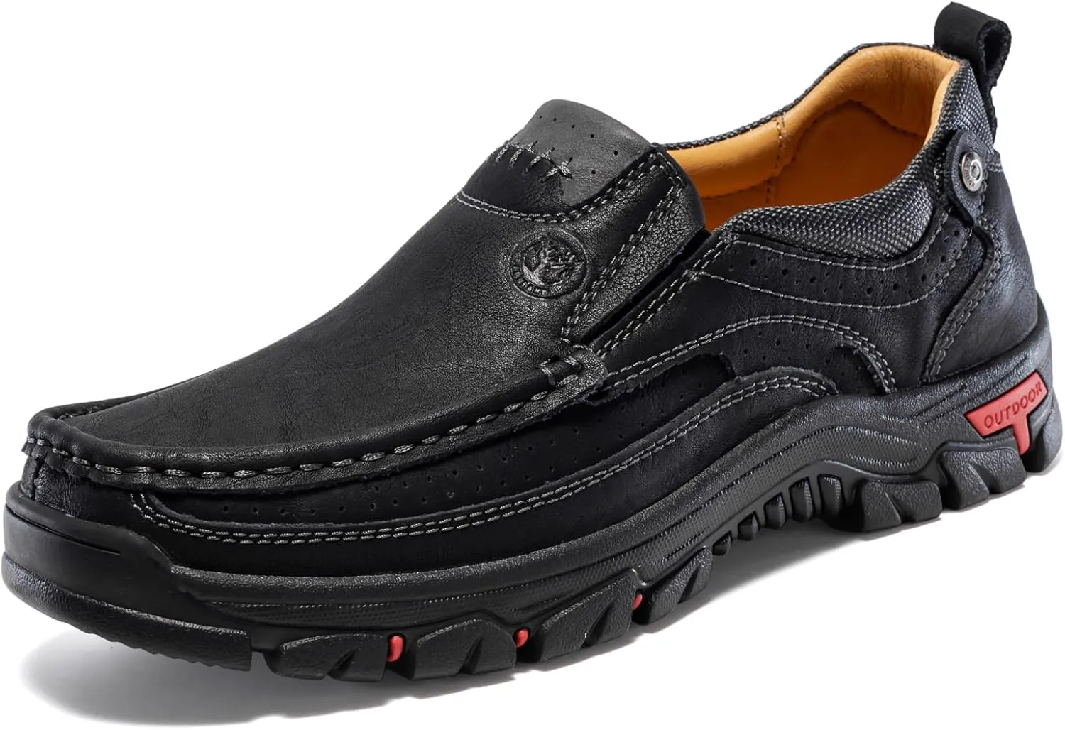 FLYLAND Men's Fashion Slip On Walking Loafers Vintage Leather Ankle Boots Handmade Chukka Boots Casual Non-Slip Sneakers Office Driving Shoes