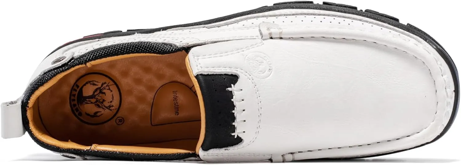 FLYLAND Men's Fashion Slip On Walking Loafers Vintage Leather Ankle Boots Handmade Chukka Boots Casual Non-Slip Sneakers Office Driving Shoes