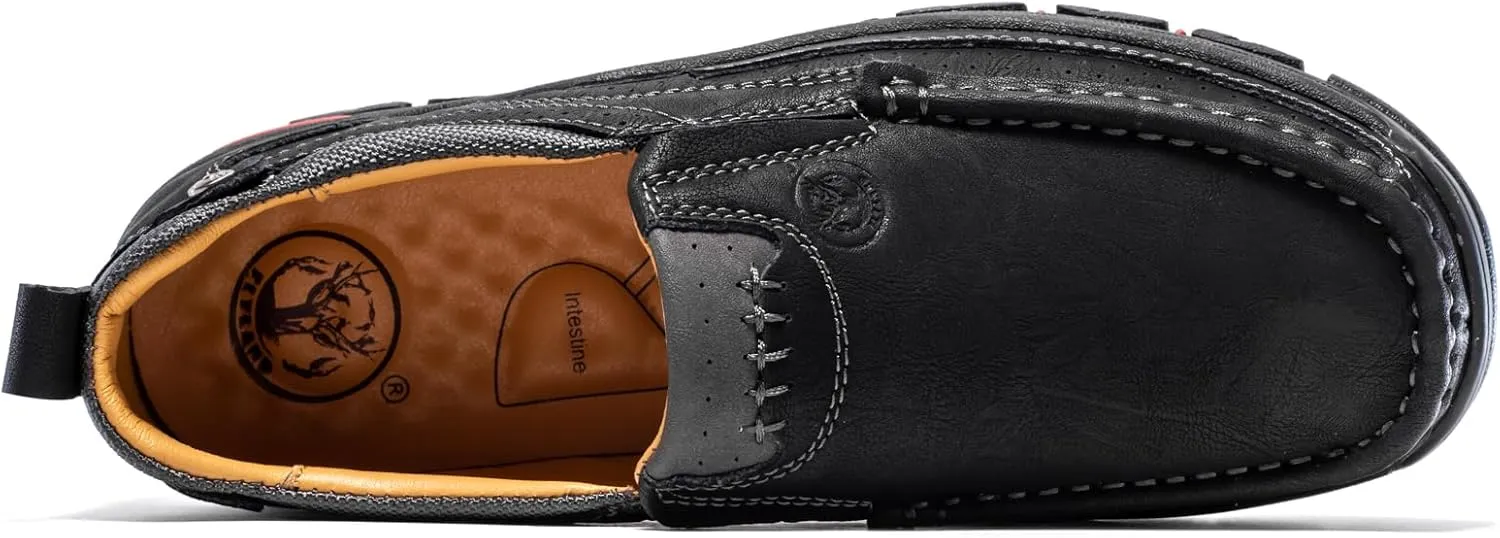 FLYLAND Men's Fashion Slip On Walking Loafers Vintage Leather Ankle Boots Handmade Chukka Boots Casual Non-Slip Sneakers Office Driving Shoes