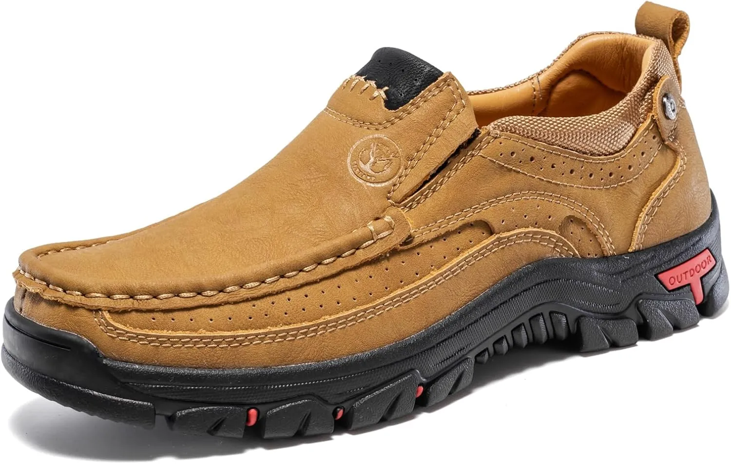 FLYLAND Men's Fashion Slip On Walking Loafers Vintage Leather Ankle Boots Handmade Chukka Boots Casual Non-Slip Sneakers Office Driving Shoes