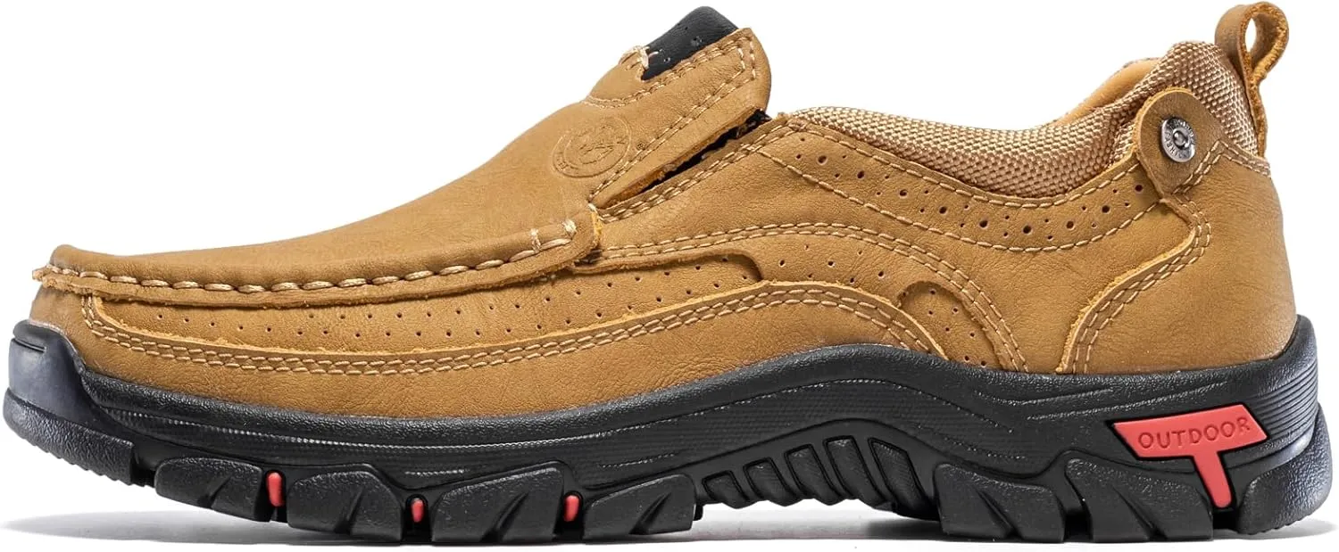 FLYLAND Men's Fashion Slip On Walking Loafers Vintage Leather Ankle Boots Handmade Chukka Boots Casual Non-Slip Sneakers Office Driving Shoes