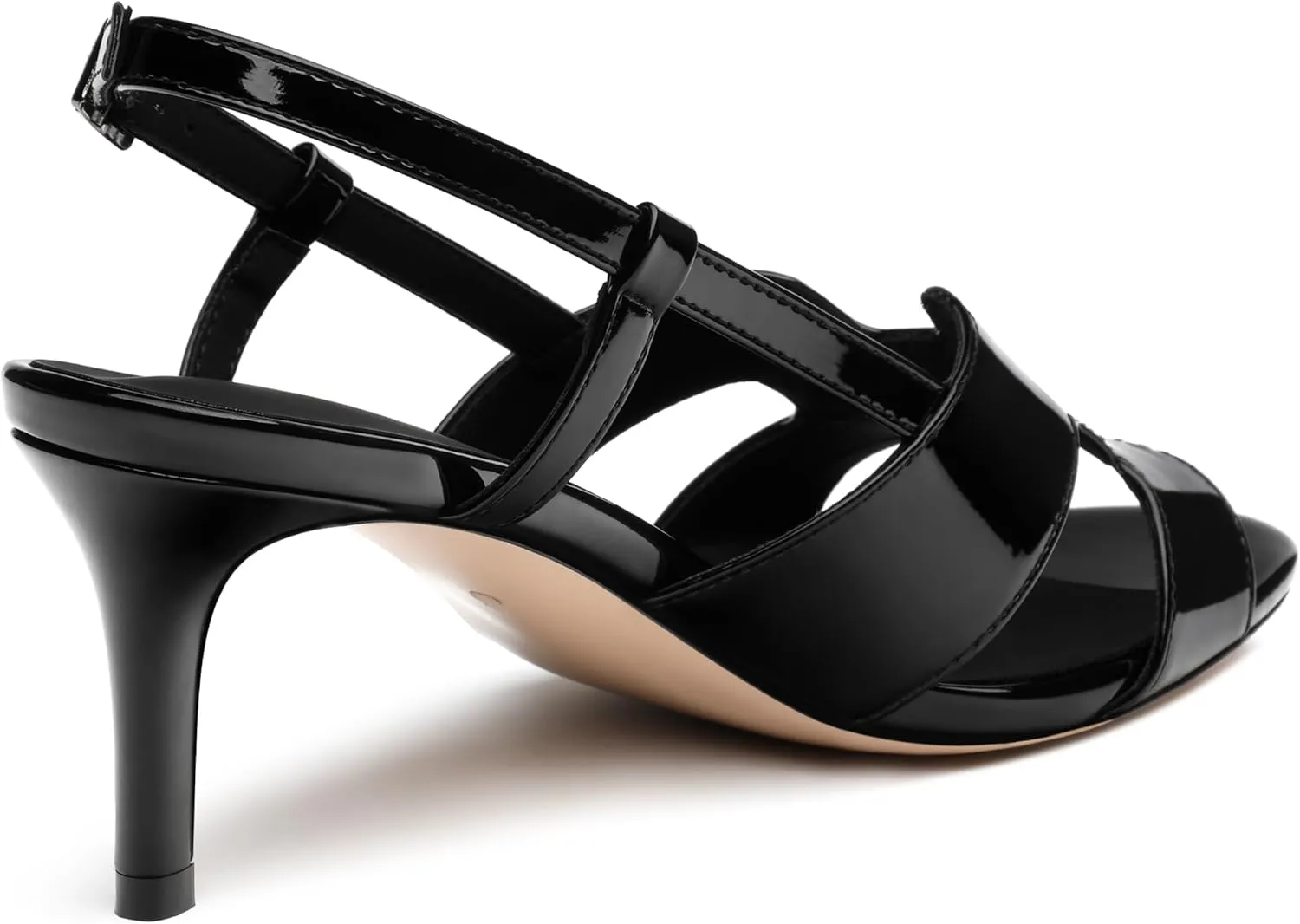 FOGEENA Women's Heeled Sandals Shoes, Peep Toe Mid Heel Ankle Strap Sandals for Women, Patent Leather Open Toe H Shaped Strappy Heels, Ladies Slingback Kitten Heel Sandals 2.5"