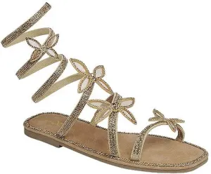 Forever Link Women Butterfly Rhinestone Wrap-around Flat Sandals Flat Butterfly Sandals Ritzy-25, 6
