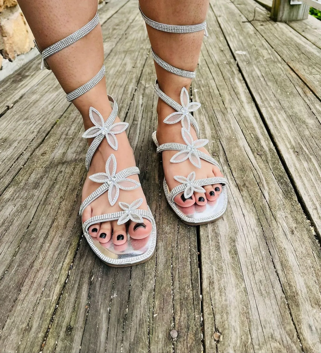 Forever Link Women Butterfly Rhinestone Wrap-around Flat Sandals Flat Butterfly Sandals Ritzy-25, 6