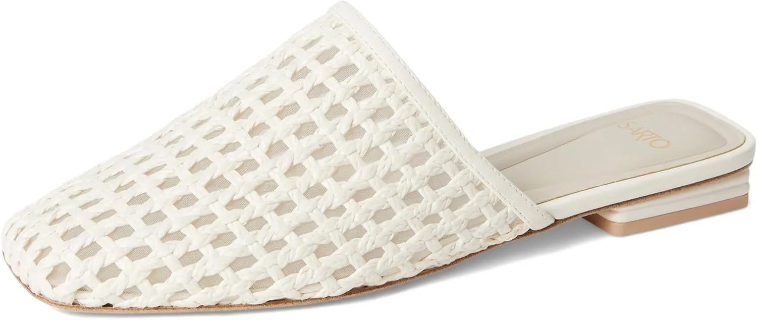 Franco Sarto Tomika2 - Mules for Women - Woven Fabric Upper - Faux Leather Insole - Leather Outsole