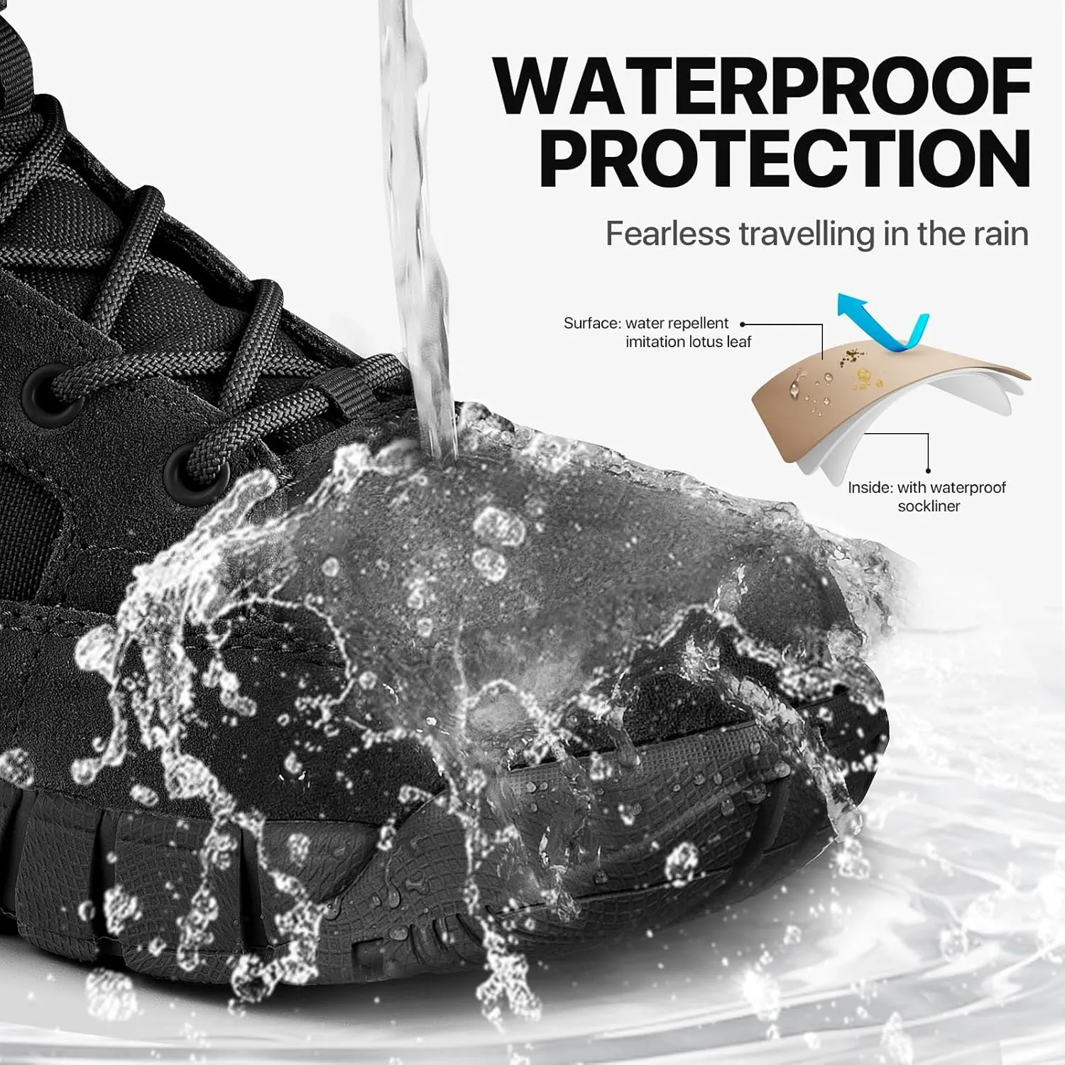 FREE SOLDIER Hiking Work Boots Women's Tactical Boots 6 Inches Lightweight Waterproof Military Boots Outdoors Desert Boots