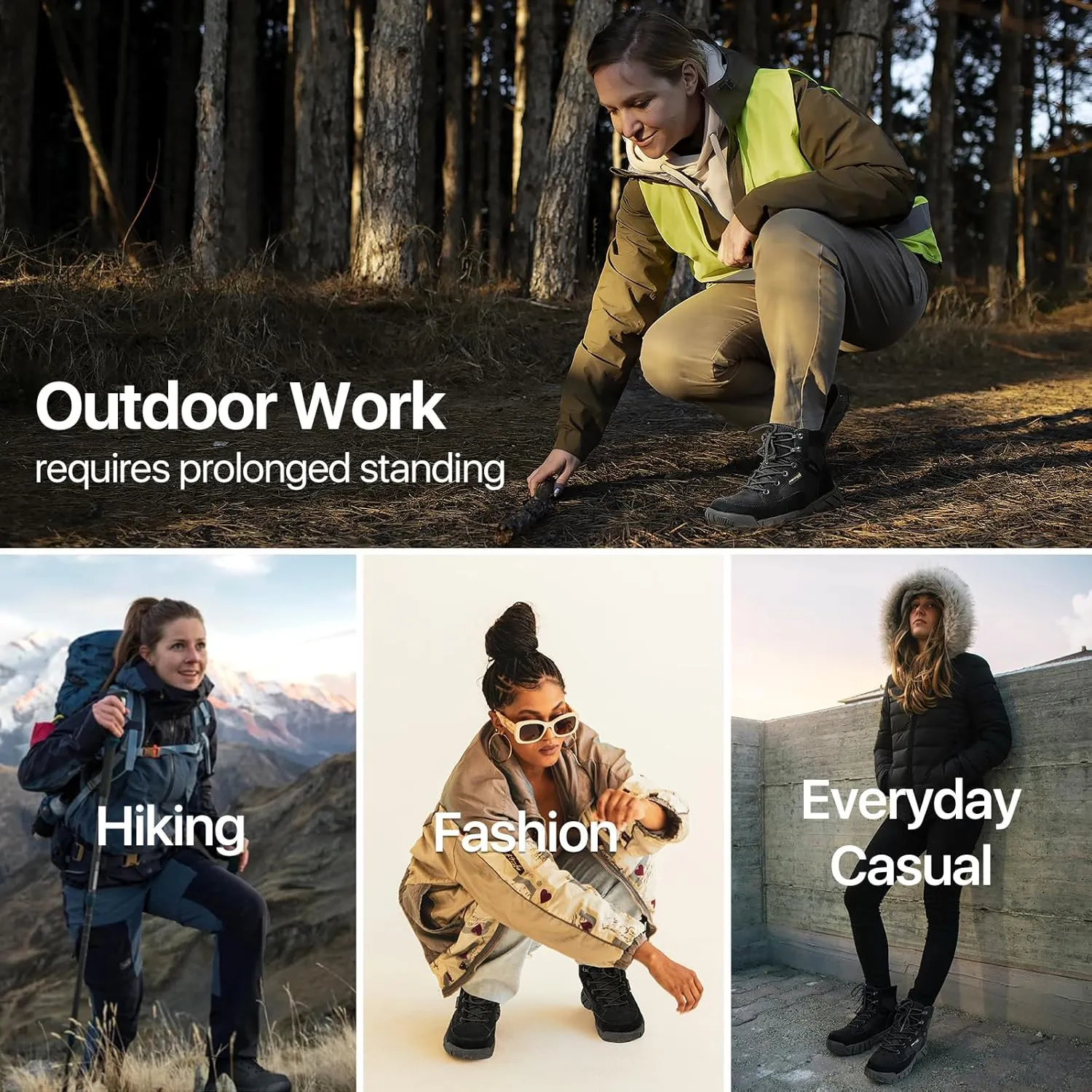 FREE SOLDIER Hiking Work Boots Women's Tactical Boots 6 Inches Lightweight Waterproof Military Boots Outdoors Desert Boots