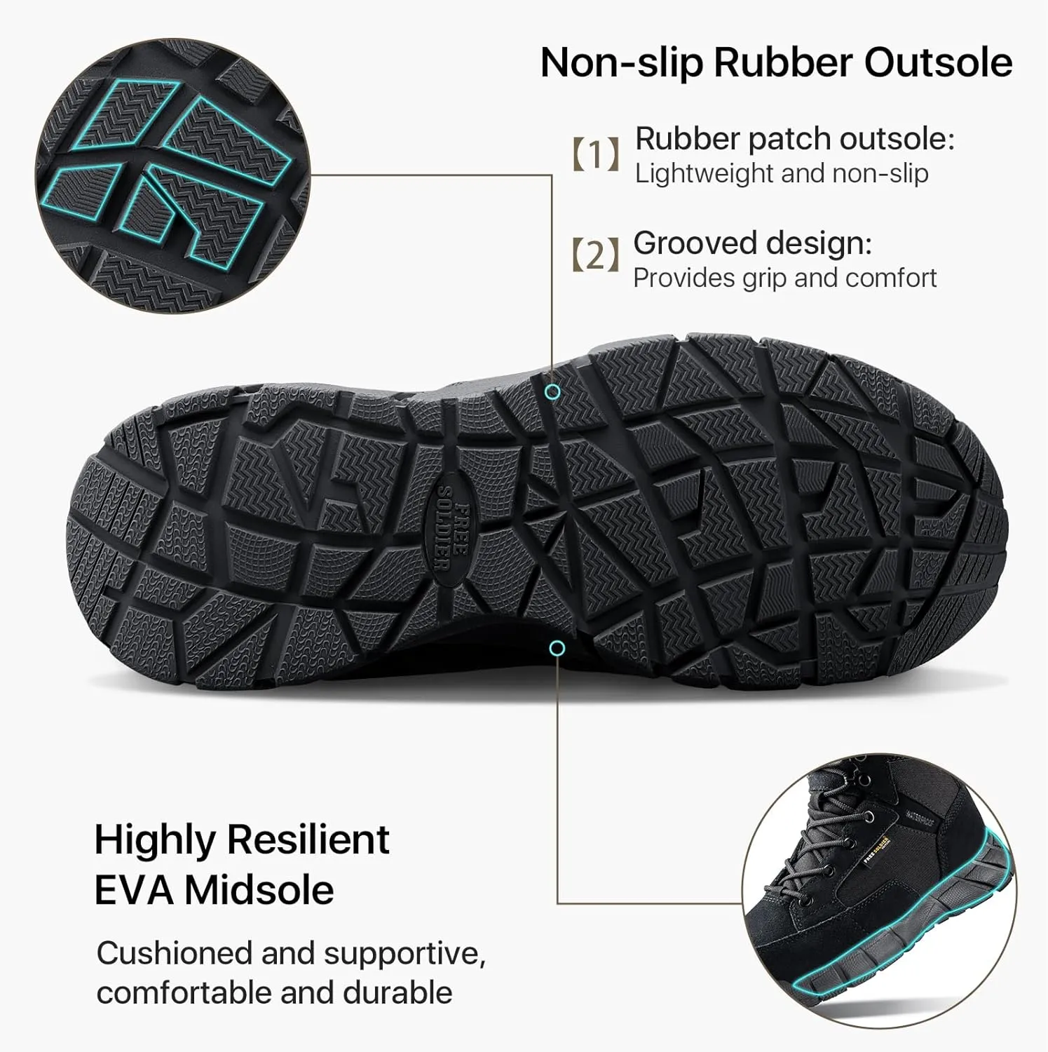 FREE SOLDIER Hiking Work Boots Women's Tactical Boots 6 Inches Lightweight Waterproof Military Boots Outdoors Desert Boots