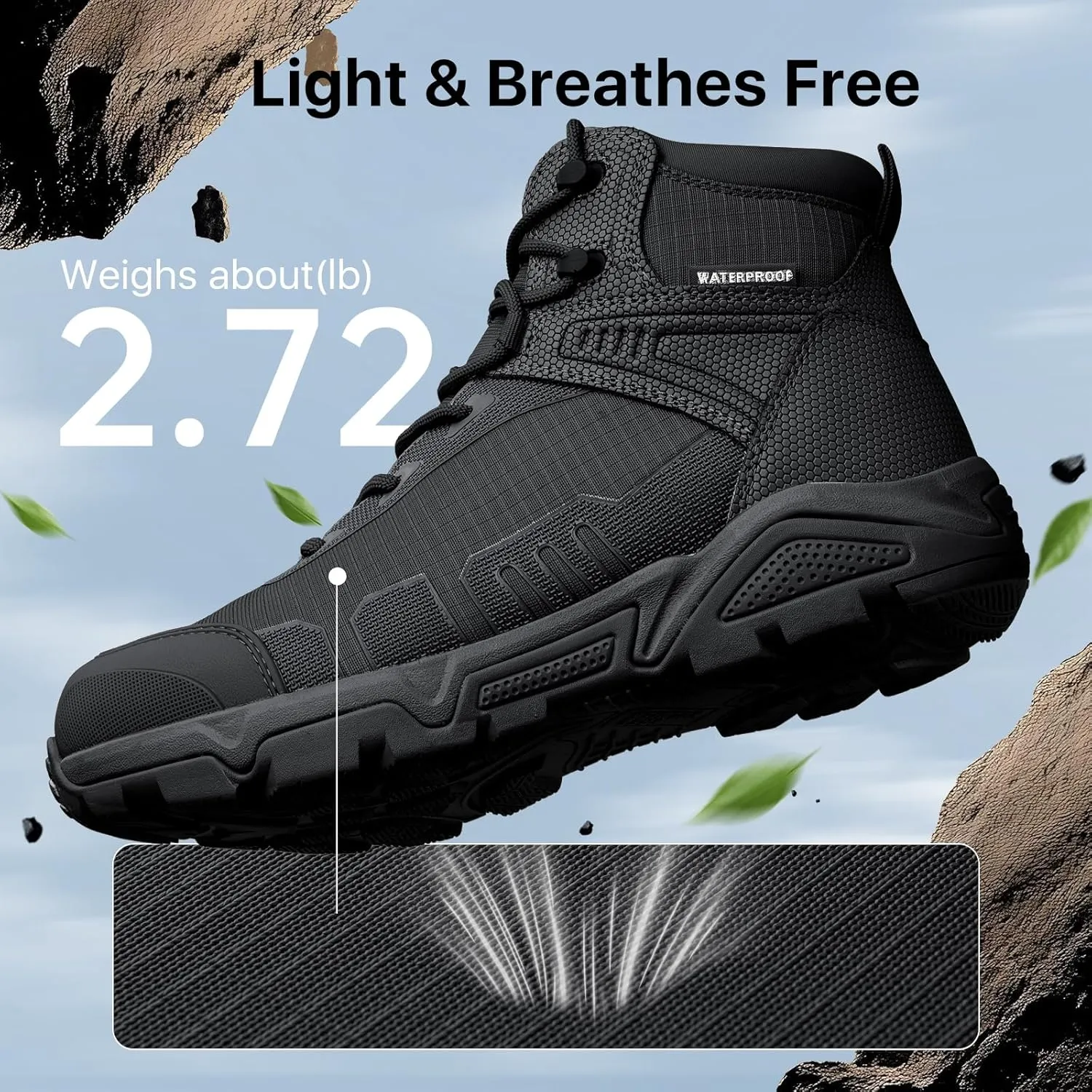 FREE SOLDIER Men's Waterproof Hiking Boots Lightweight Work Boots Military Tactical Boots Durable Combat Boots