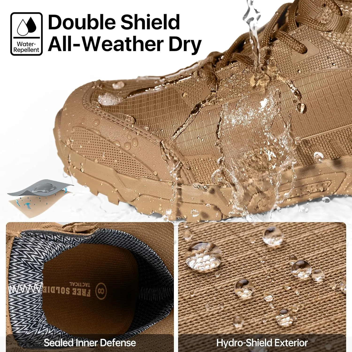 FREE SOLDIER Men's Waterproof Hiking Boots Lightweight Work Boots Military Tactical Boots Durable Combat Boots