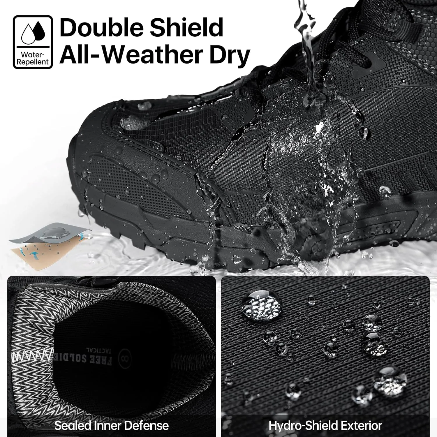 FREE SOLDIER Men's Waterproof Hiking Boots Lightweight Work Boots Military Tactical Boots Durable Combat Boots