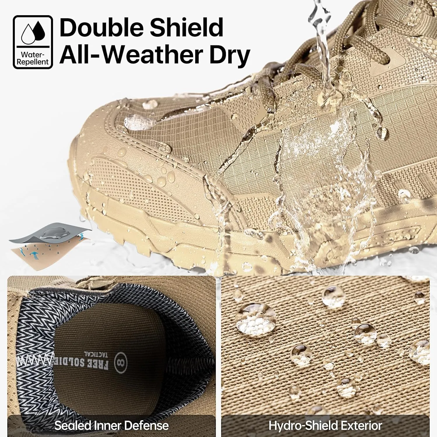 FREE SOLDIER Men's Waterproof Hiking Boots Lightweight Work Boots Military Tactical Boots Durable Combat Boots